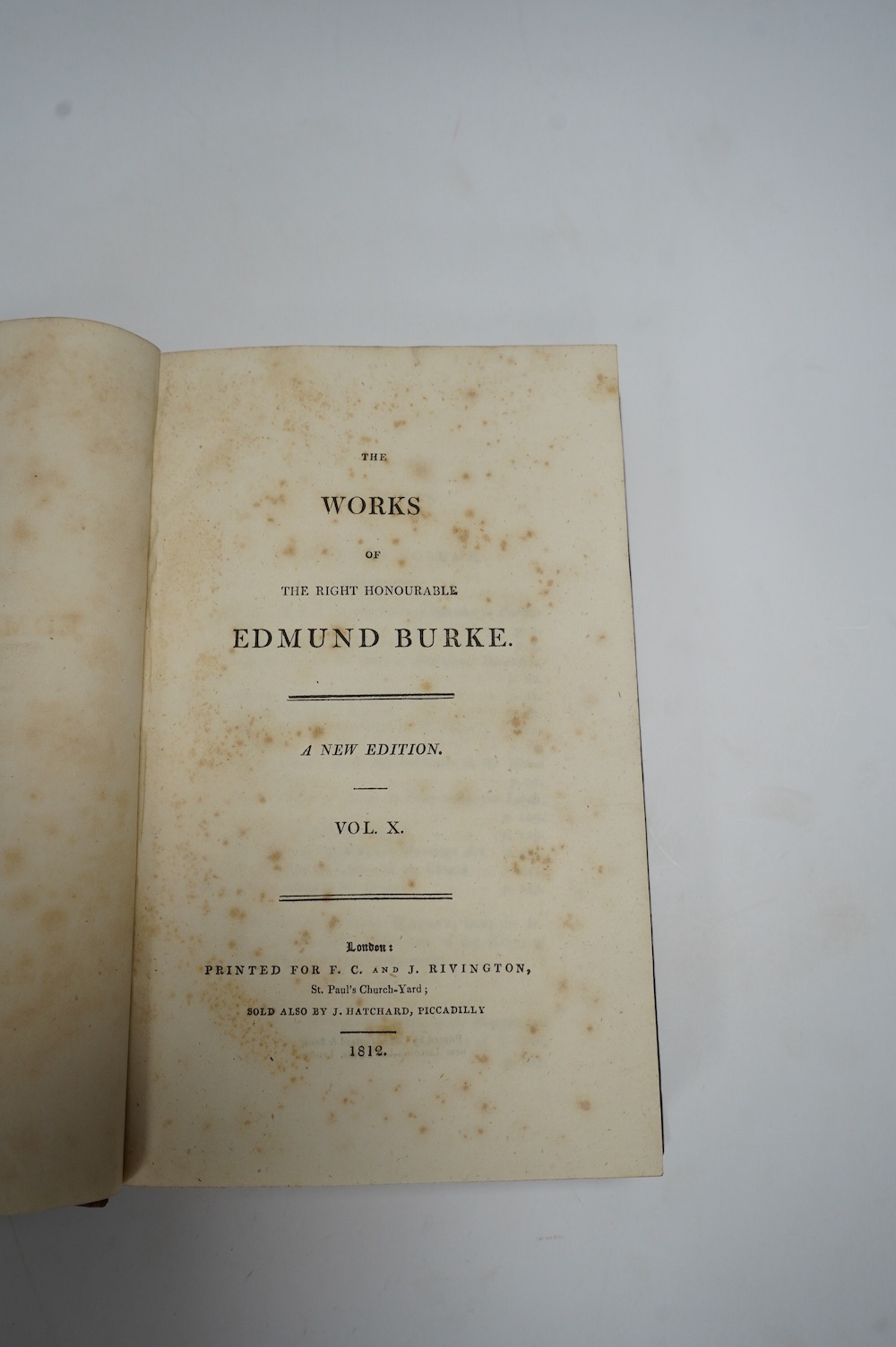 Bindings - Burke, Edmund - The Works, 12 vols, 8vo, calf, London, 1813-15; Watson, Robert - The History of the Reign of Philip the Second, King of Spain, 3 vols, 6th edition, 8vo, diced calf, London, 1803; [Castera, Jean